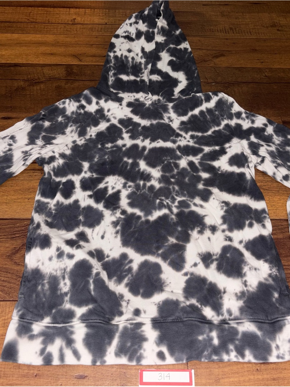 Men's Black and White Tie-Dye Hoodie Sweater